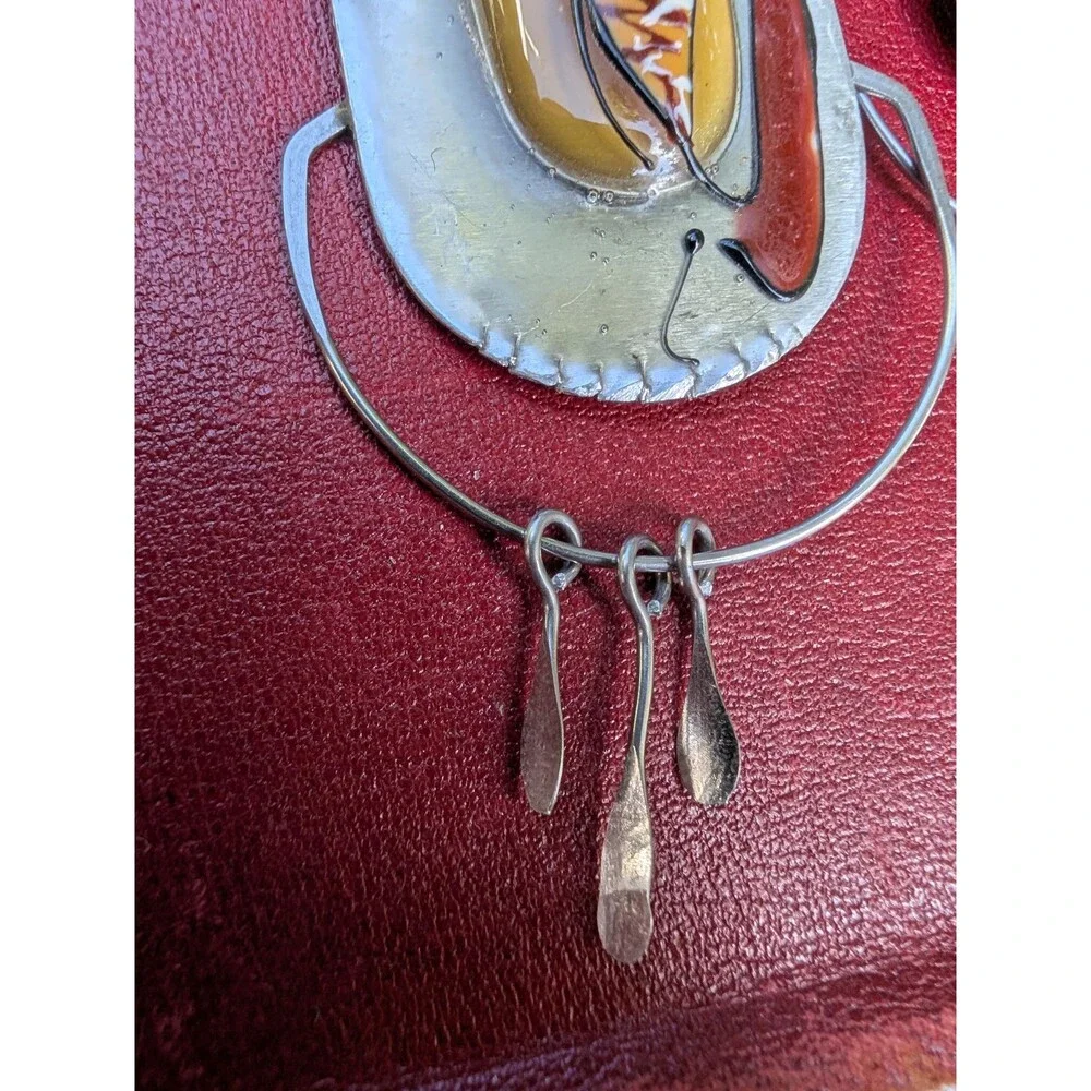 Vintage Abstract Enamel Metal Dangle Earrings